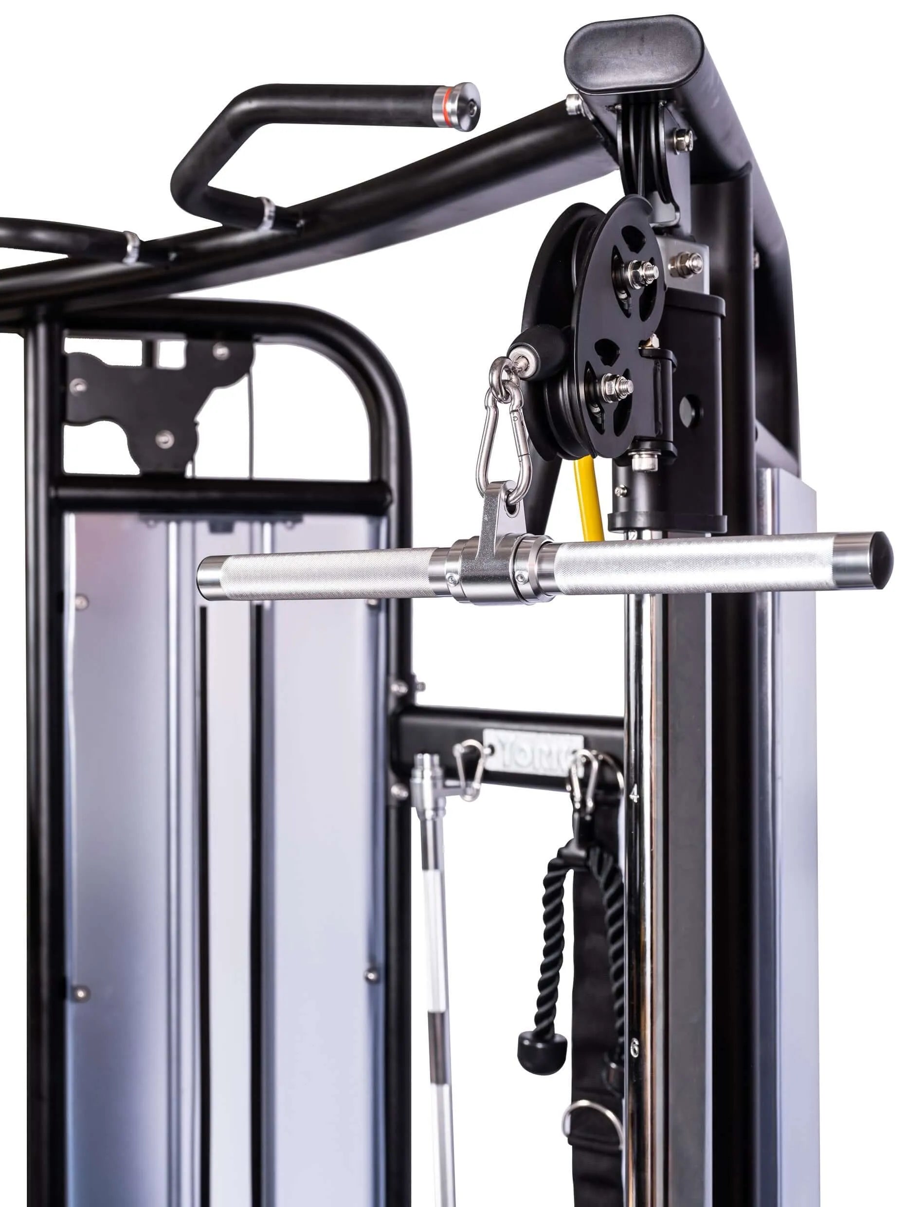 York Barbell 56001 STS Functional Trainer Machine - Close up picture of black STS machine