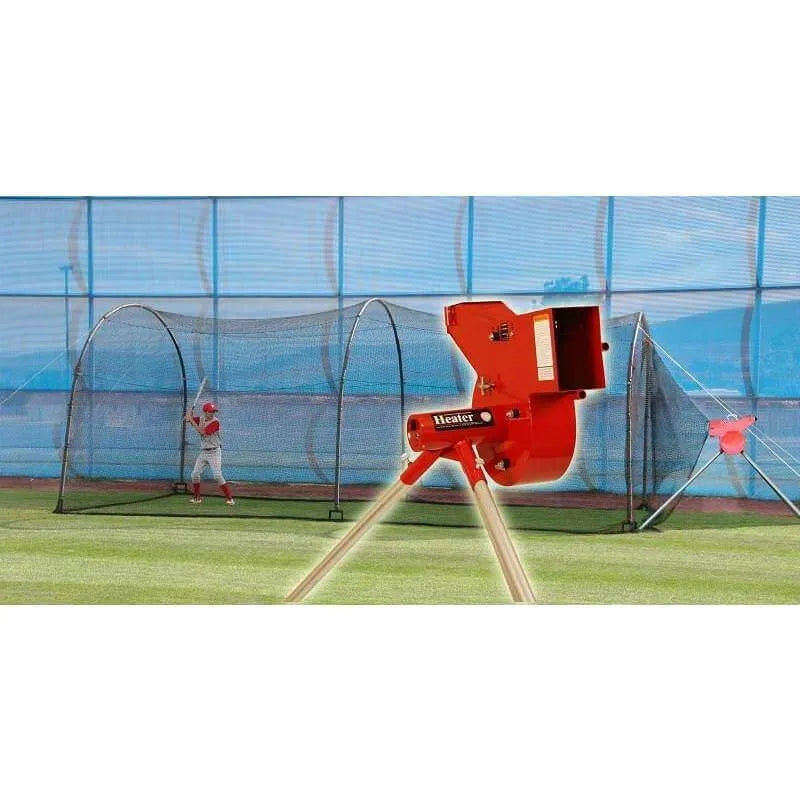Heater Combo Pitching Machine & Xtender 24' Batting Cage Combo