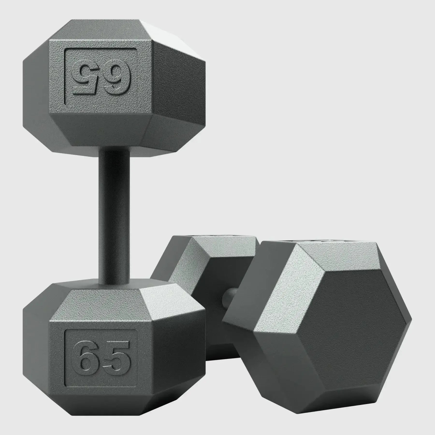 USA Sports IHD Solid Iron Gray Cast Hex Dumbbell Set - 65lbs