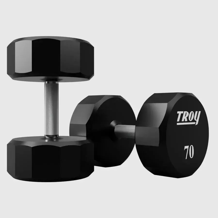 TROY 12-Sided Urethane Encased Dumbbell Set - 70 lbs