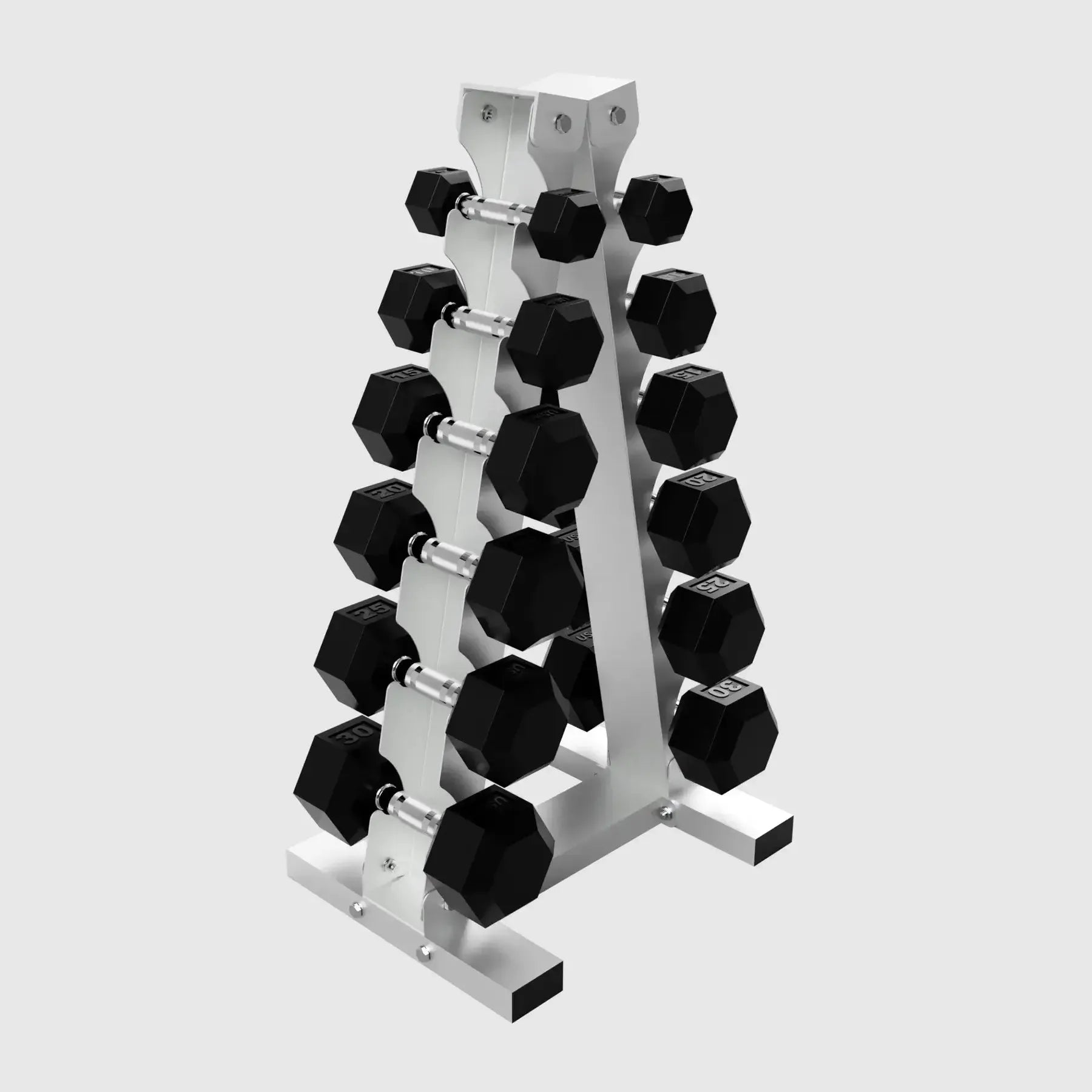 USA Sports VERTPAC-HDR Rubber Hex Dumbbell Sets with Rack - VERTPAC-HDR30