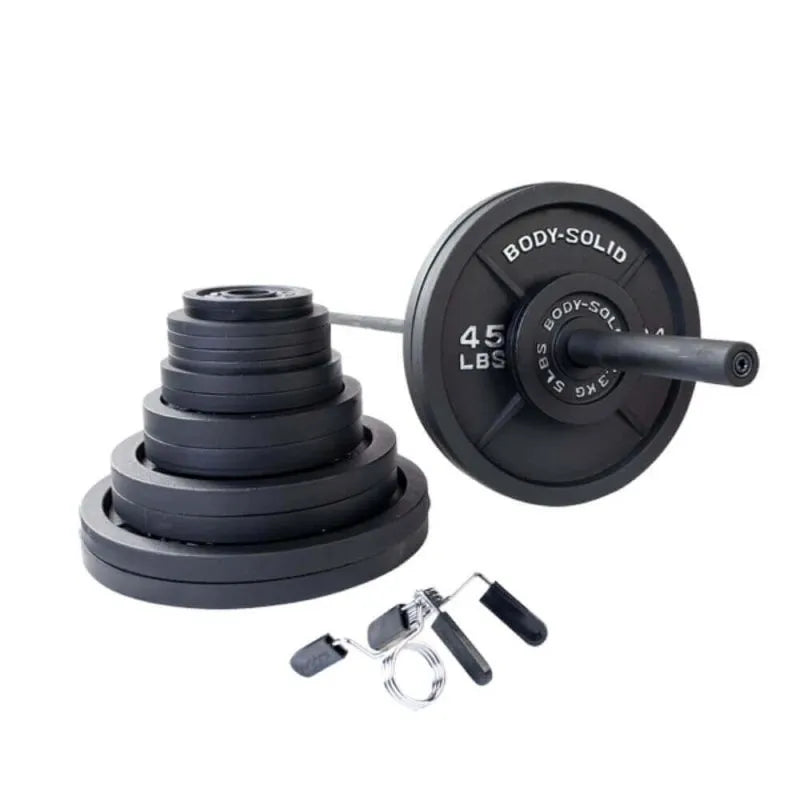 Body-Solid Cast Iron Plate & Barbell Set - Package