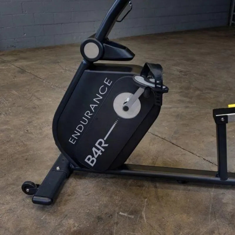 Body-Solid Endurance Recumbent Bike B4RB - walk through design with endurance logo