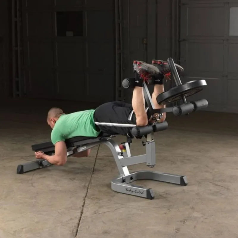 Body-Solid Flat Incline Decline Bench GFID71 - Man laying on his stomach on bench decline