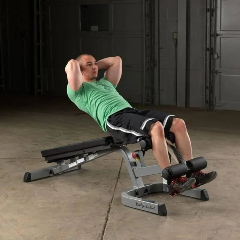 Body-Solid Flat Incline Decline Bench GFID71 - Man doing sit ups on bench