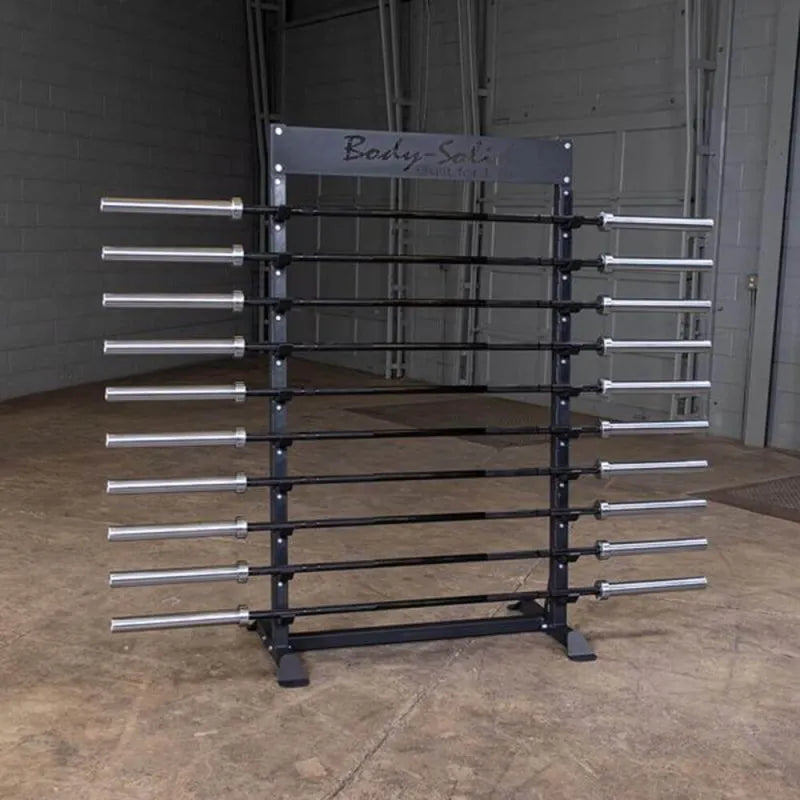 Body-Solid Horizontal Bar Rack SBS100 - side view look with bars on the rack