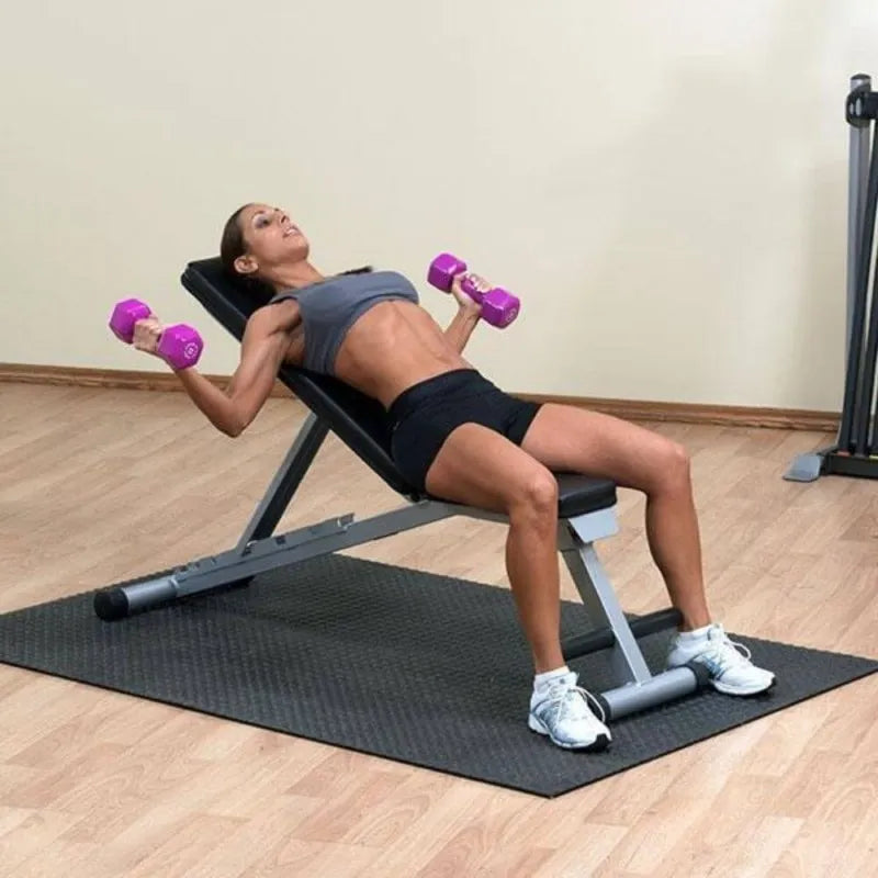 Body-Solid Powerline Folding FID Bench PFID125X - woman exercising on the bench