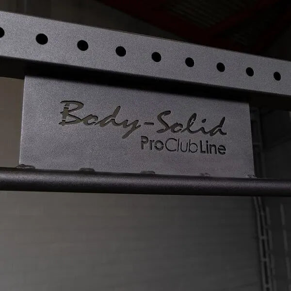 Body Solid Pro Club Line Power Rack Base Rack/Liftoffs/Premium Safeties - brand name on metal