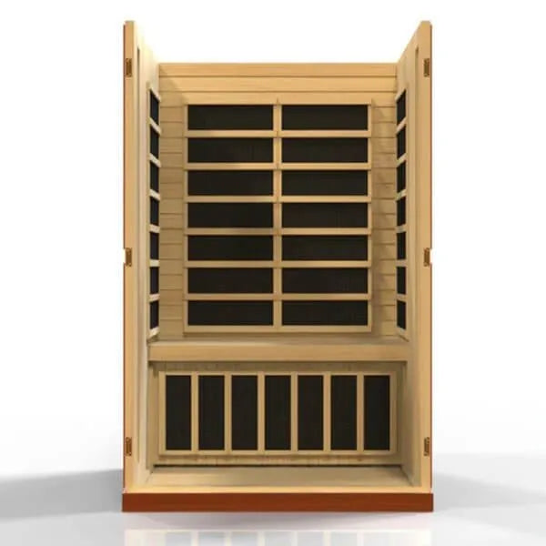 Dynamic Vittoria 2-Person Low EMF FAR Infrared Sauna (Canadian Hemlock) - inside look photo with visible interiors and design