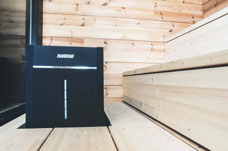 Harvia Virta Combi Series Sauna Heater - placed on a wooden room