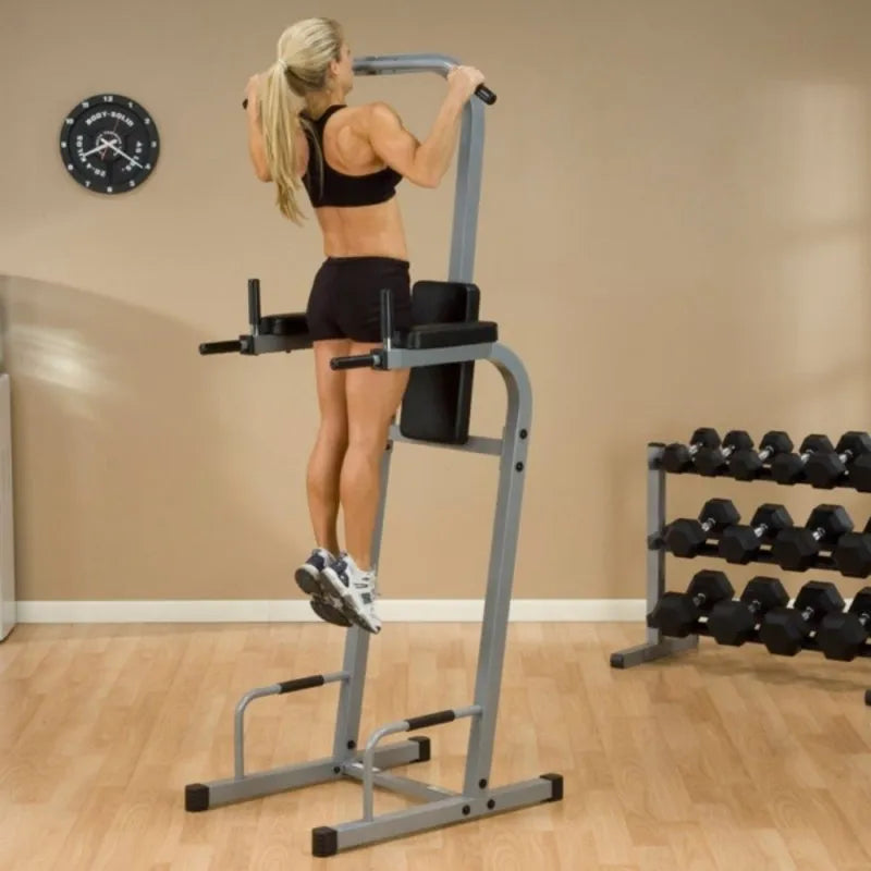 Powerline Vertical Knee Raise Chin Dip - woman on workout clothes