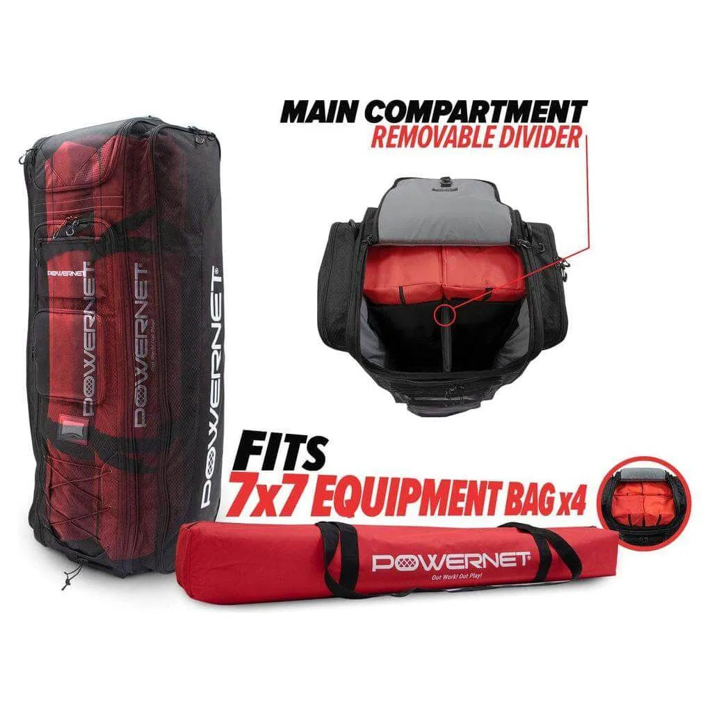 Visual presentation of Powernet All Gear Transporter Rolling Baseball Equipment Bag for Coaches B007 and its features