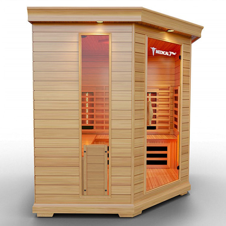 Medical 7 Plus Infrared Sauna - wooden panels on walls