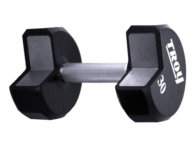 12 Sided Urethane Dumbbell - black with grey handle