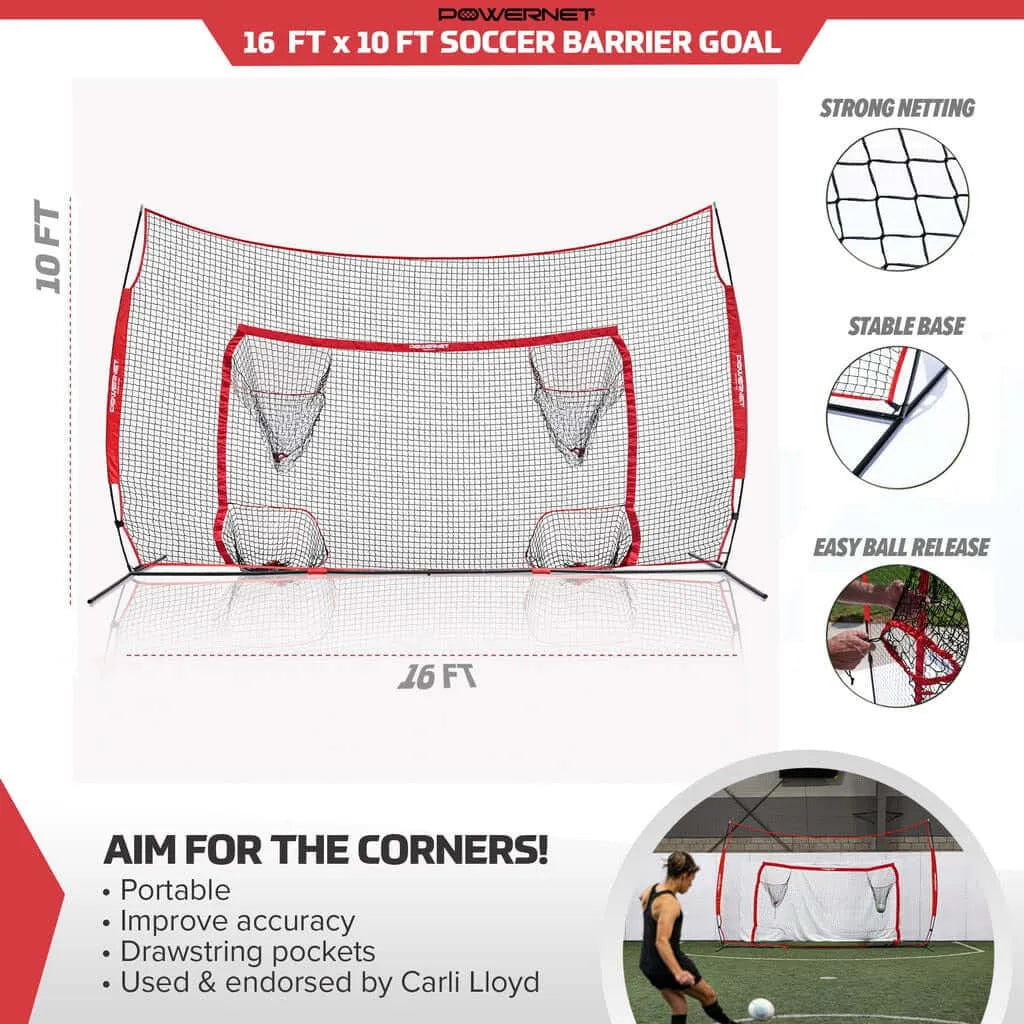 Powernet 16x10 Ft Soccer Goal Combo Barrier 1214 product features
