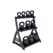 TKO 856KR Kettlebell Rack - side view of the arranged kettlebell in the rack