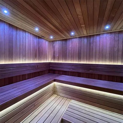 Universal Sauna Light Kit with Two 10-Ft Flexible LED Strips - Purple light