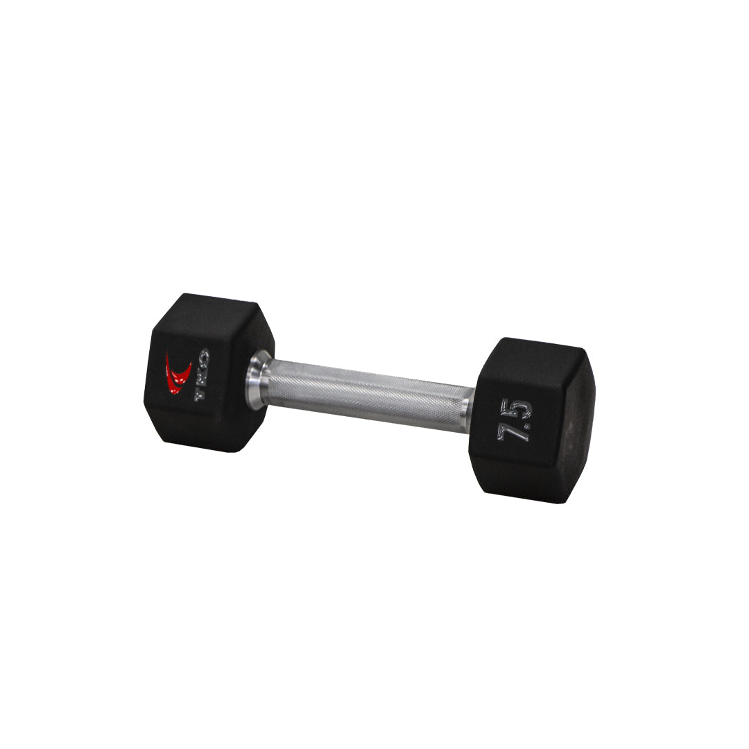 TKO Tri-Grip Urethane Hex Dumbbells 816TXU - iron dumbbell with label of 7.5