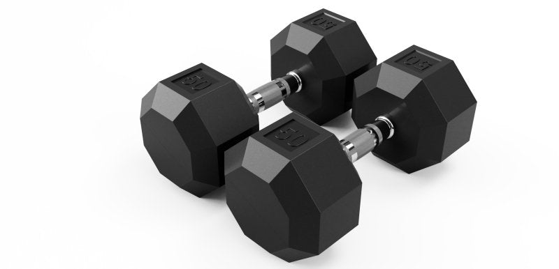 8-Sided Rubber Dumbbell - 50 lbs