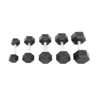 TKO Classic Rubber Hex Contour Dumbbells Set 5-50lbs 804RX550