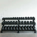 TKO 5-100 Lb. Dumbbell Rack/Set With Mega Rack 891HDR-BK - Full set of dumbbells on the rack