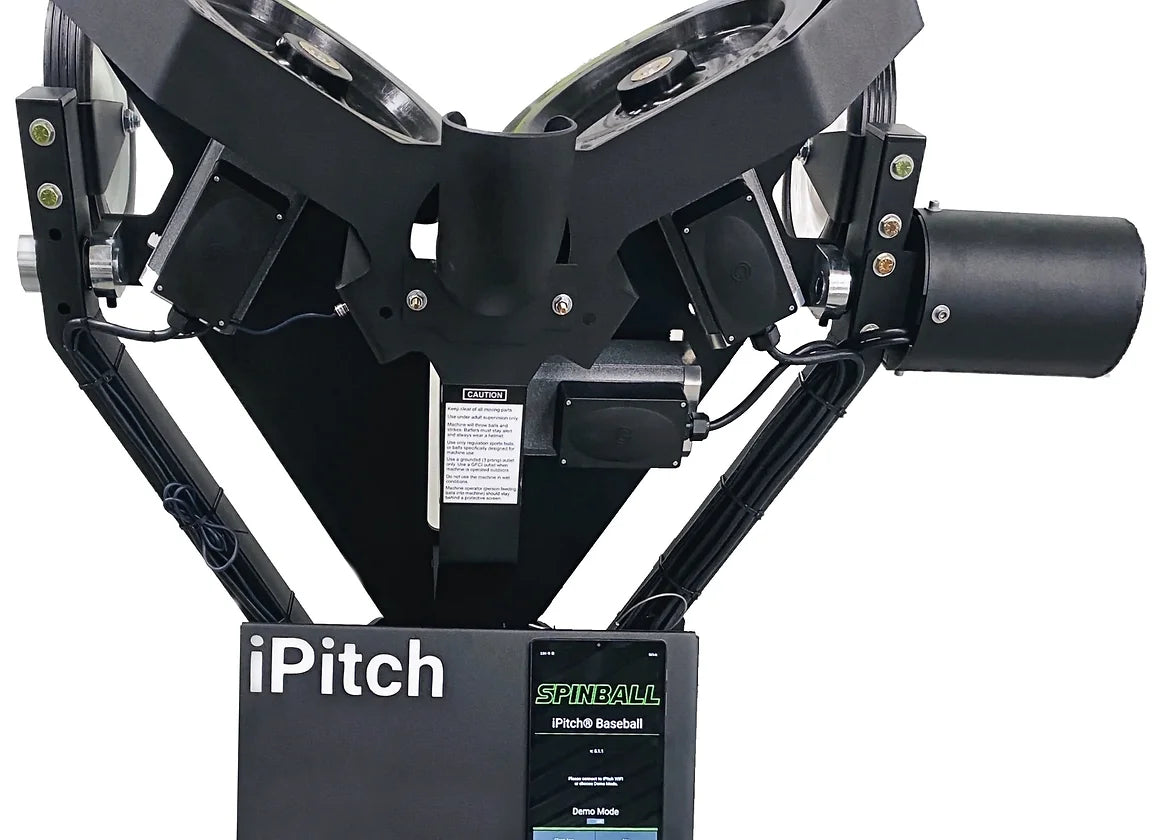 Spinball iPitch 3 Wheel Pitching Machine - Close up image