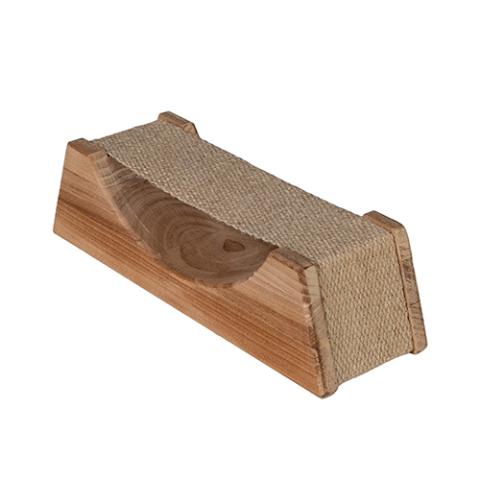 Prosaunas Ergo-Headrest Wood Sauna Headrest w/Cloth Neck Support - Side view of wood sauna headrest in white beackground