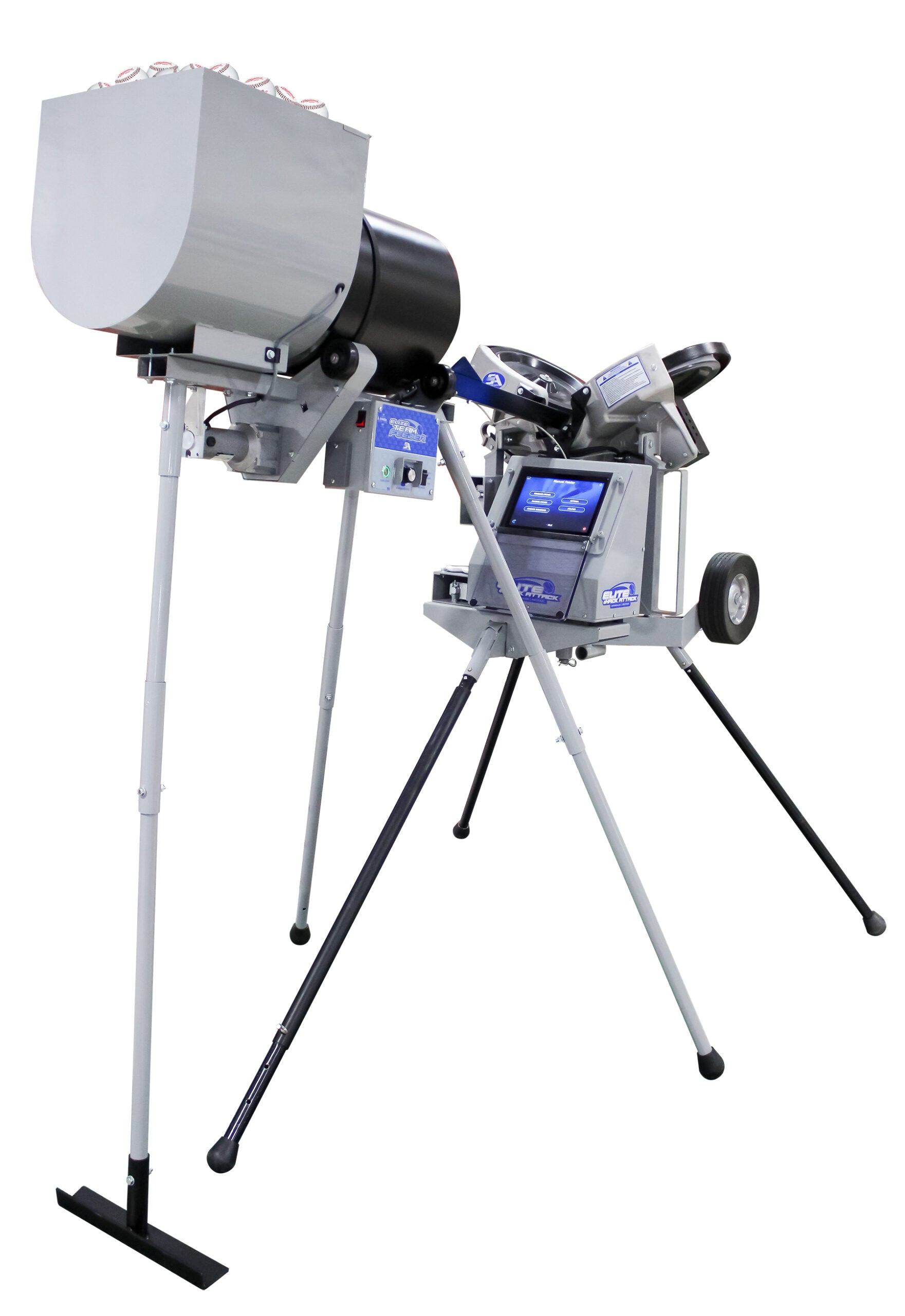 Sports Attack Elite Team Feeder with Wireless Remote for Baseball - back side on a white background