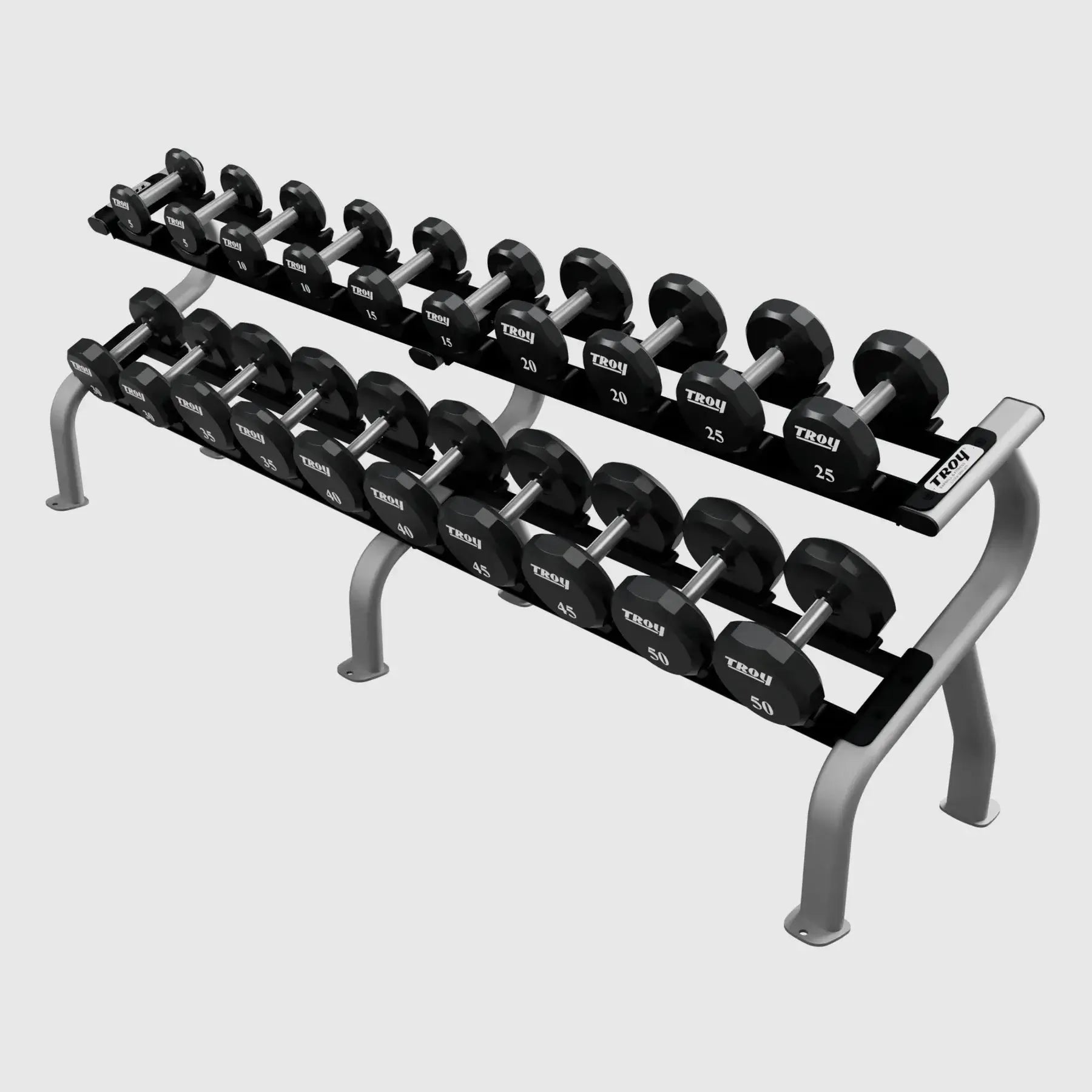 TROY 12-Sided Urethane Encased Dumbbell Set with Storage Rack - COMMPAC-TSDU50