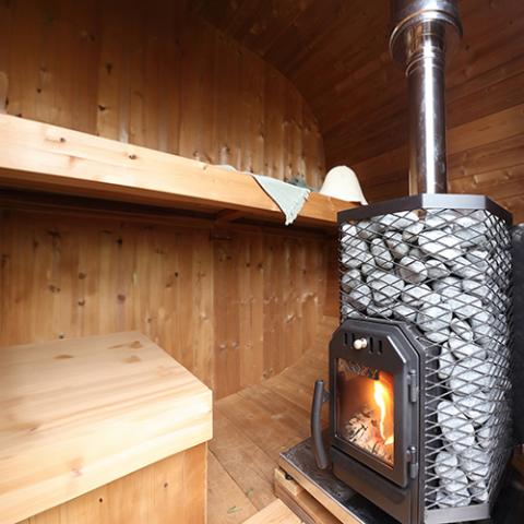 Cozy Heat Wood Burning Sauna Stove, Up to 18kW - Inside a sauna