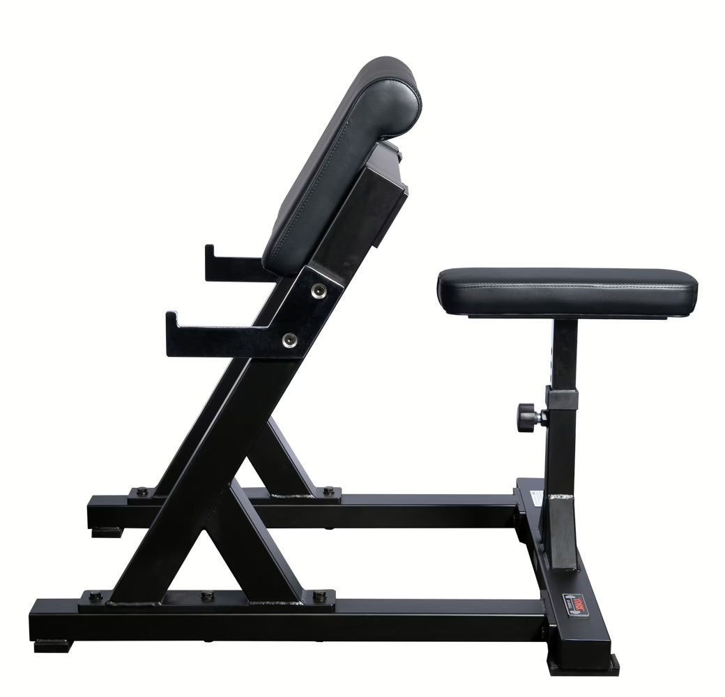 York Barbell STS Preacher Curl Machine - Black - Side view