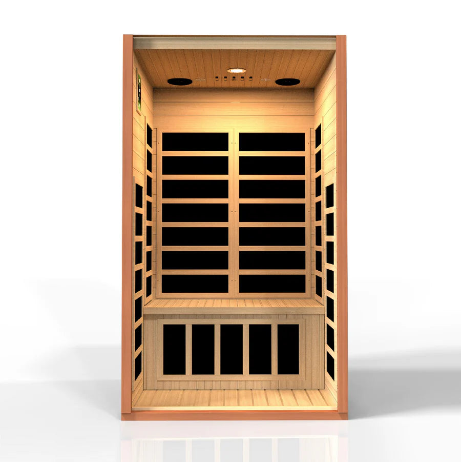 Dynamic Avila Elite 1-2-Person Ultra Low EMF FAR Infrared Sauna (Canadian Hemlock) - Dynamic Avila Elite 1-2-Person Ultra Low EMF FAR Infrared Sauna (Canadian Hemlock) - Front interior view