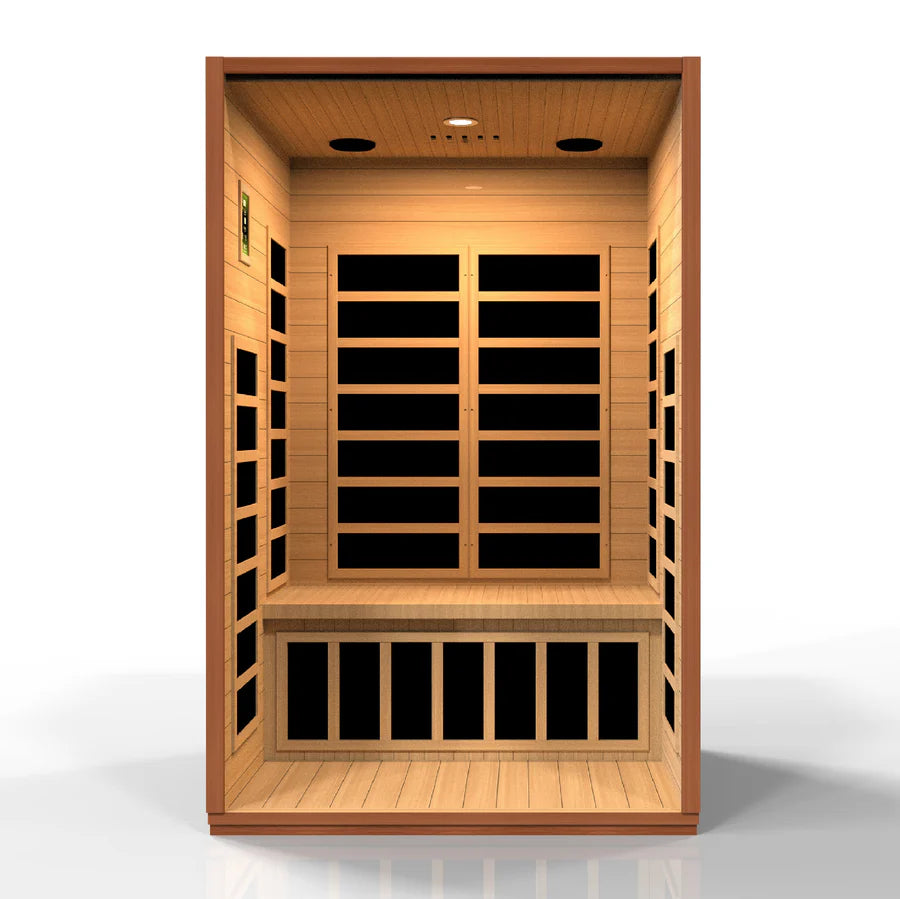 Dynamic Cardoba Elite 2-Person Ultra Low EMF FAR Infrared Sauna (Canadian Hemlock) - Dynamic Cardoba Elite 2-Person Ultra Low EMF FAR Infrared Sauna (Canadian Hemlock) - Interior view of sauna without the door