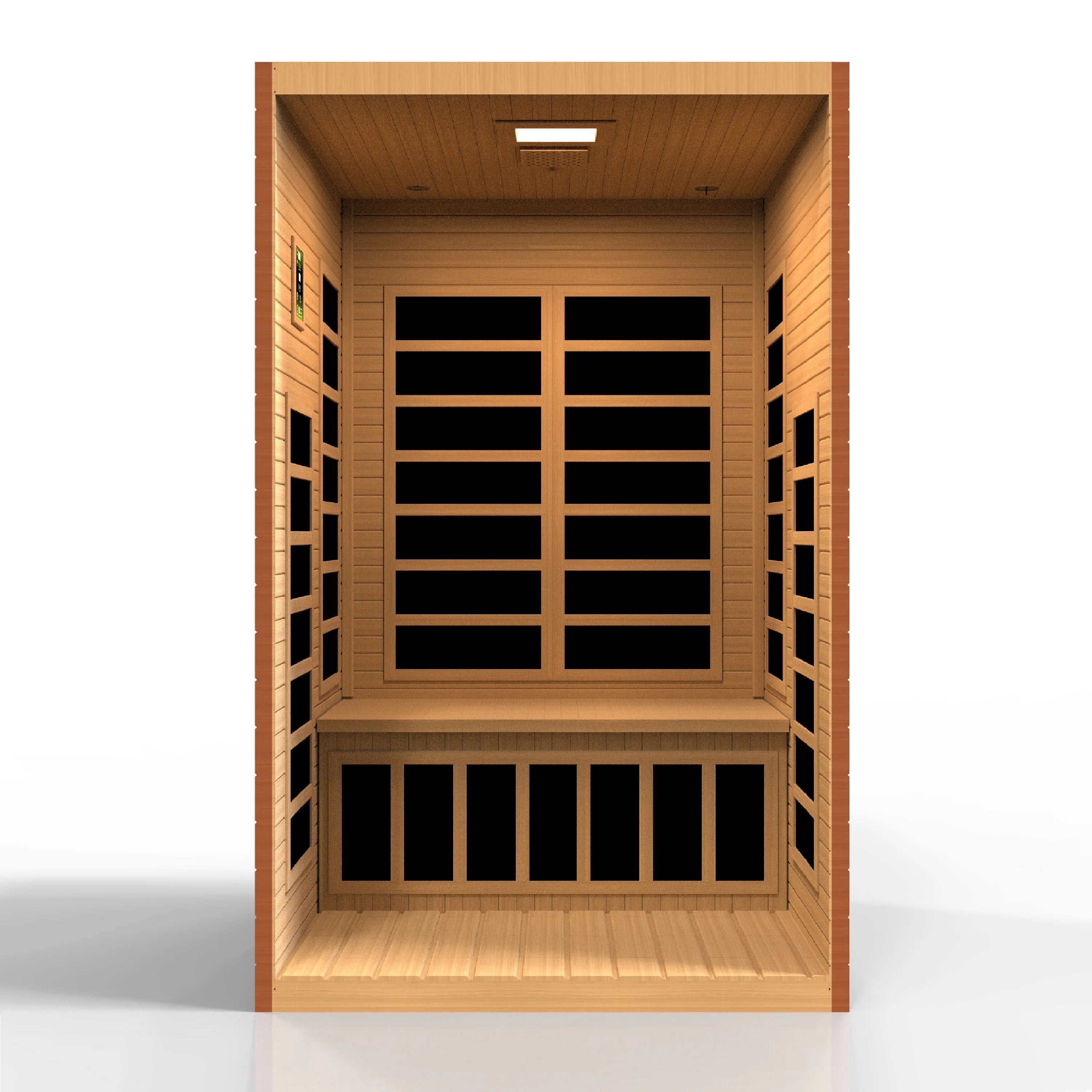 Dynamic Santiago Elite 2-Person Ultra Low EMF FAR Infrared Sauna (Canadian Hemlock) - interior view without the door