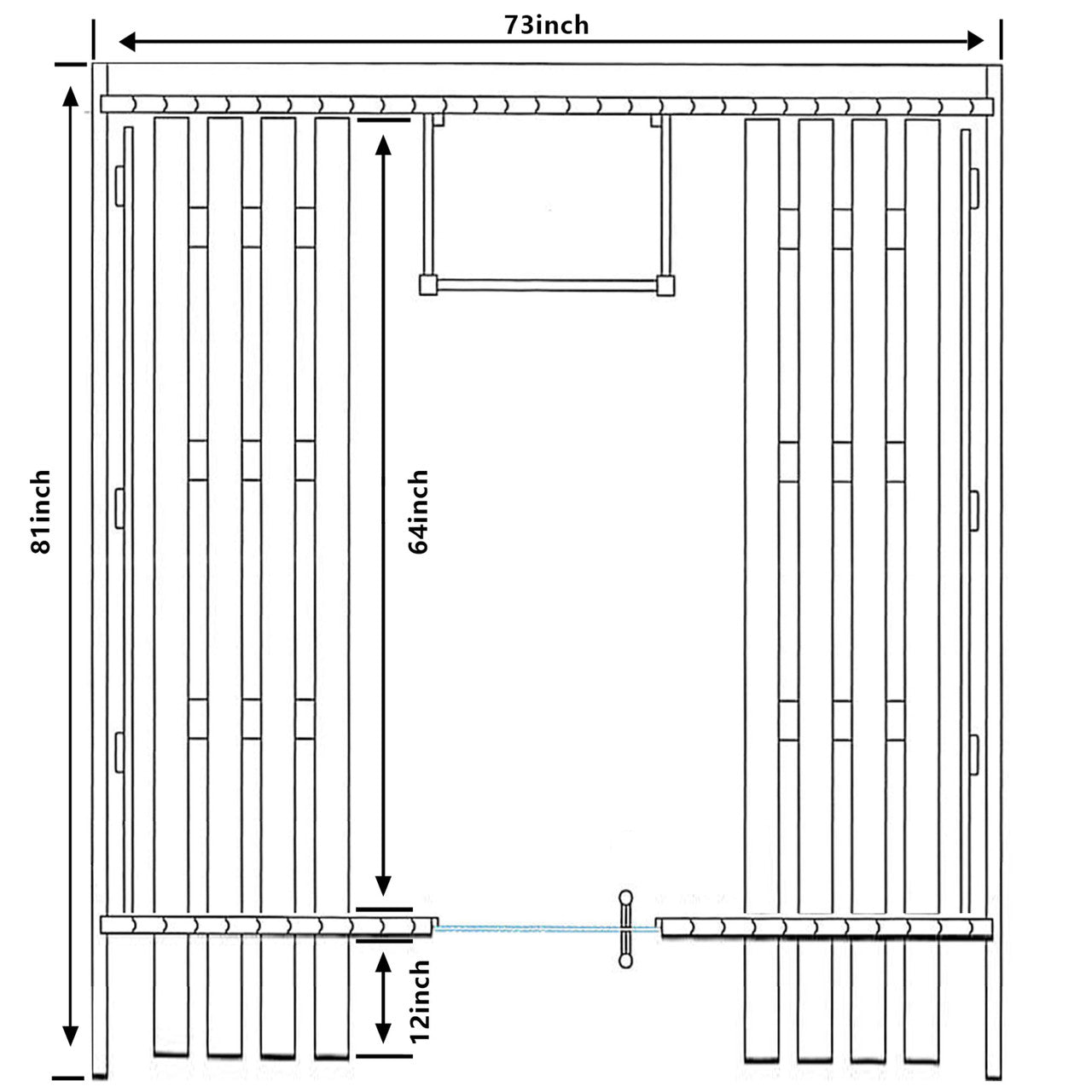 Outdoor Rustic Cedar Barrel Steam Sauna - Diagram with sizes included