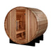 Golden Designs "St. Moritz" 2 Person Barrel Traditional Steam Sauna -  Pacific Cedar - Front view in white background