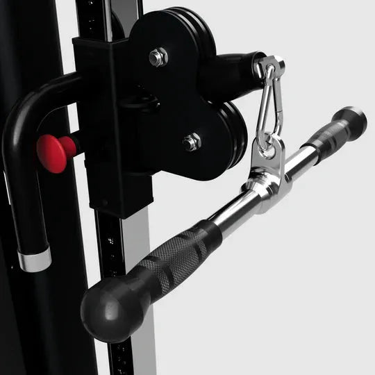 VTX 20” Multi-Purpose Deluxe Straight Bar with Rubber Grips - hooked to a machine 