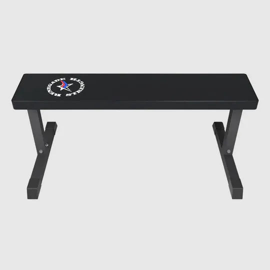 USA Sports Flat Workout Bench - black bench with logo 