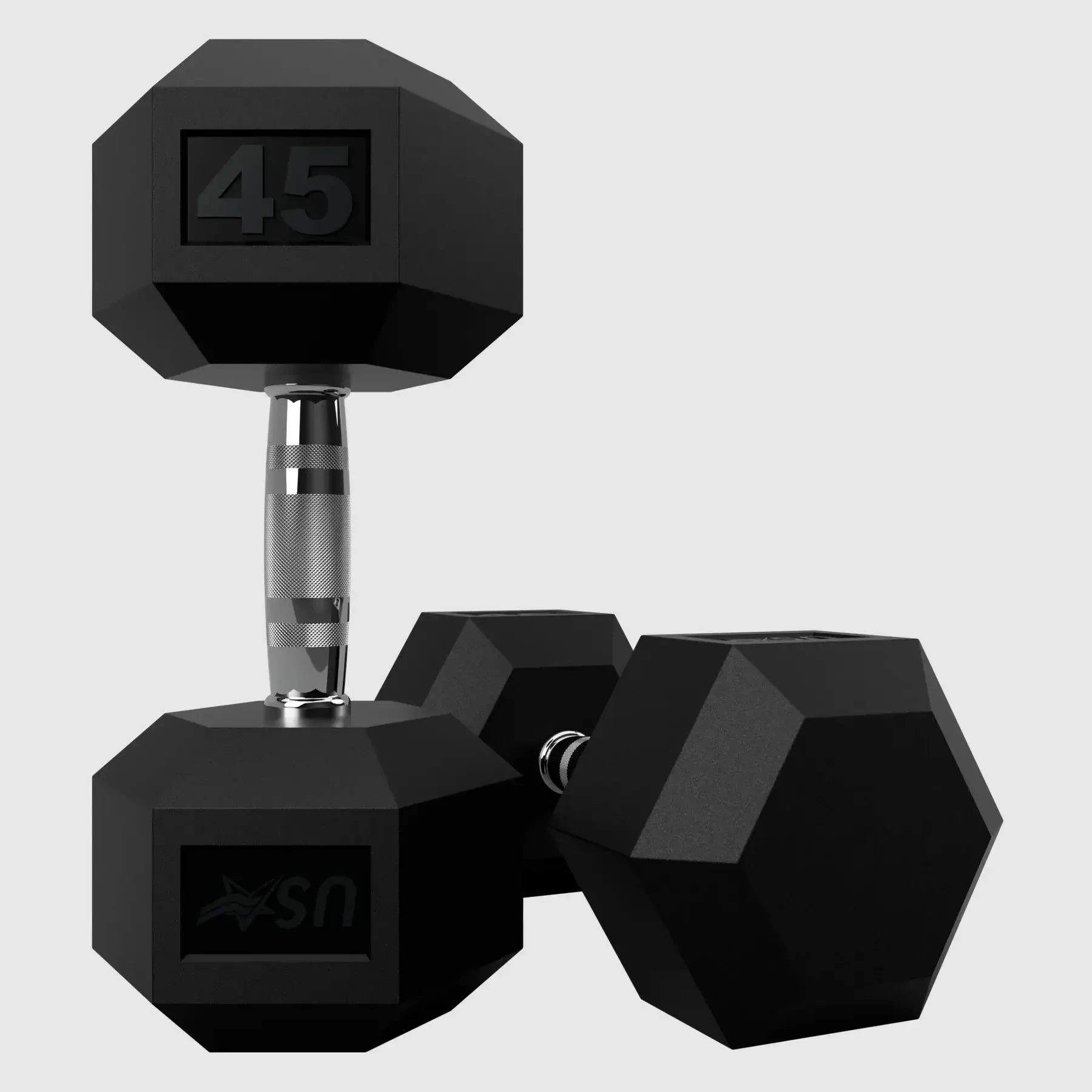 USA Sports HD-R Hex Rubber Dumbbell Sets - 45lbs