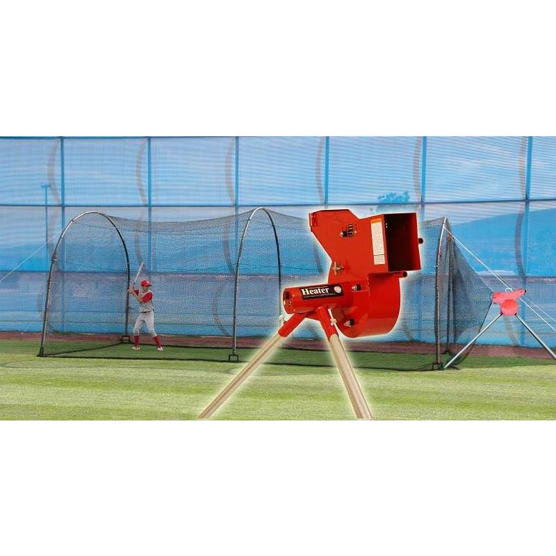 Heater Combo Pitching Machine & Xtender 24' Batting Cage Combo