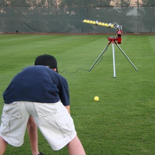 Heater Sports Real Baseball Pitching Machine with Auto Ball Feeder - catcher