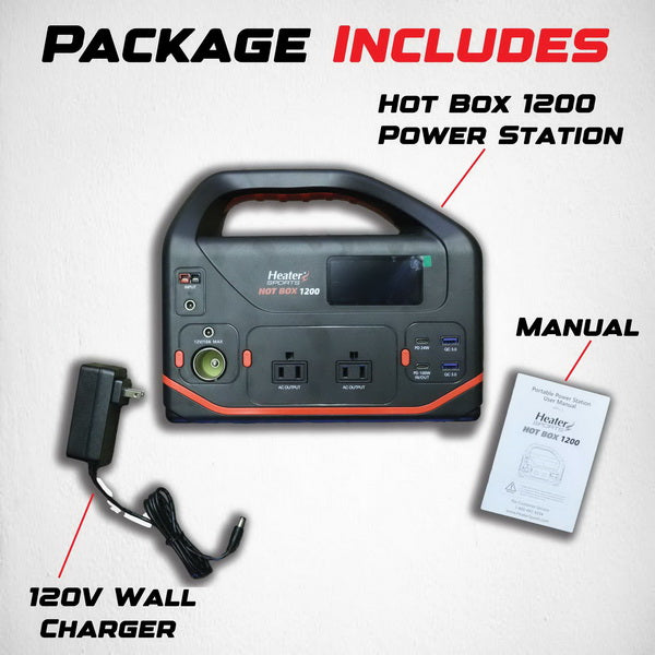 Heater Sports Hot Box 1200 Portable Power Station - package includes