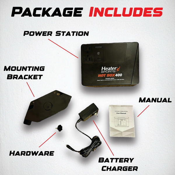 Heater Sports Hot Box 400 Portable Power Station - package includes