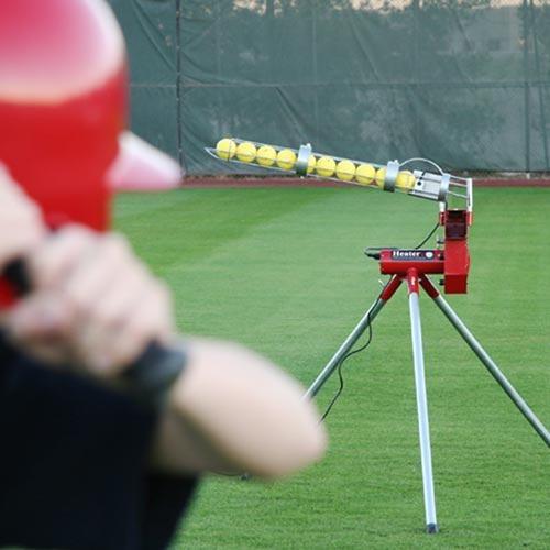 Heater Softball Machine with Automatic Ball Feeder - loaded