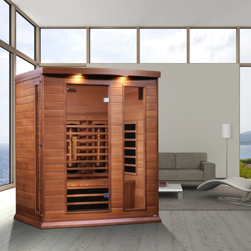 Maxxus 3-Person Full Spectrum Near Zero EMF FAR Infrared Sauna - Sauna assembled in a living room