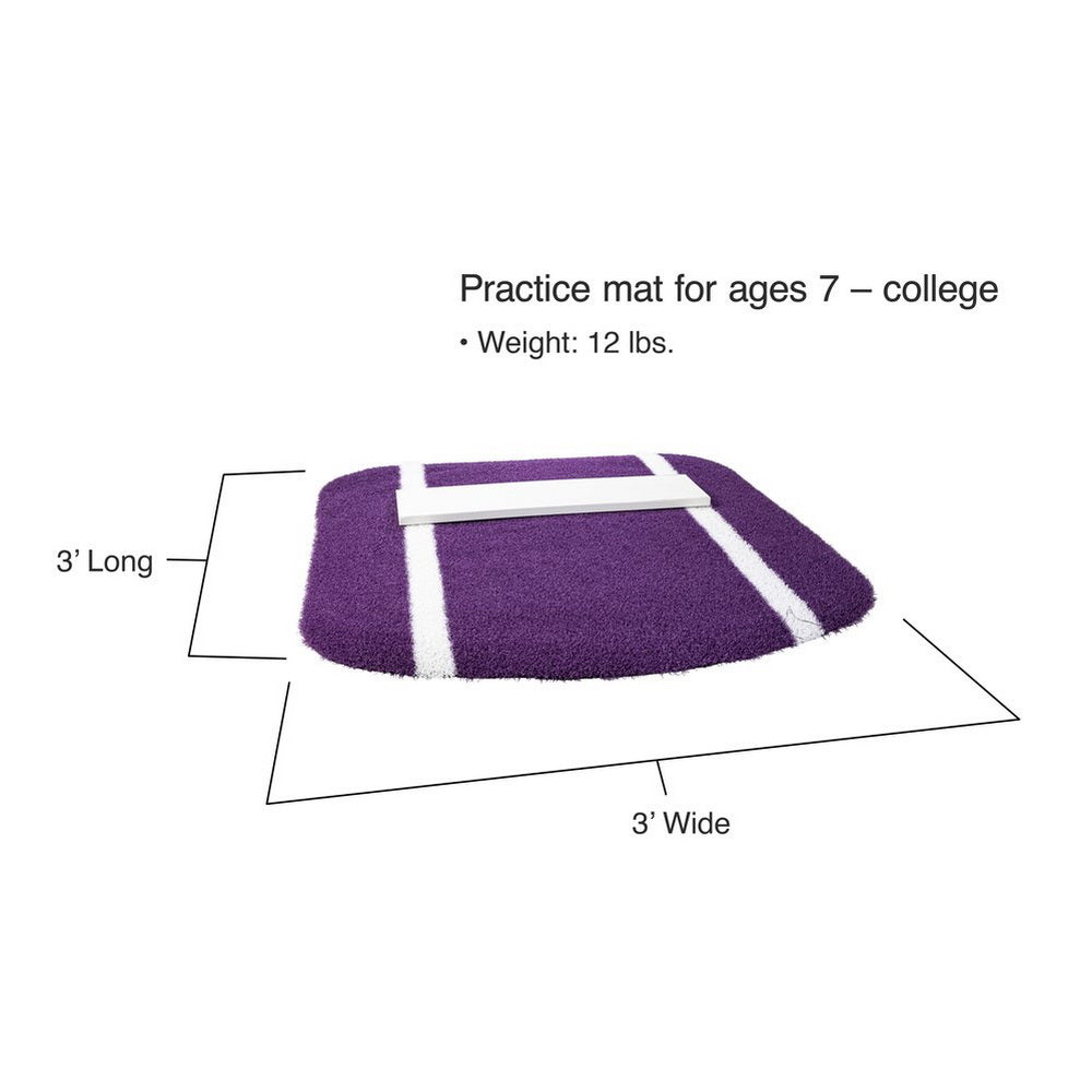 Portolite Mini Softball Pitching Mat With Spikes - with dimensions