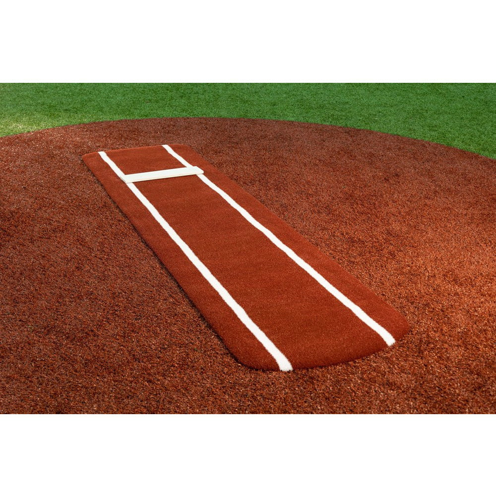 Portolite Signature Non-Skid Softball Pitching Mat with Spikes - red long mat 