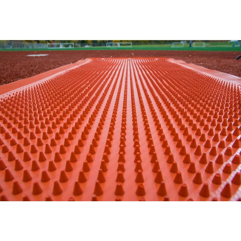 Portolite Pro Softball Pitching Mat with Non Skid Back - red spikes