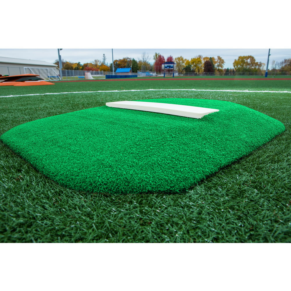 PortoLite 4" Youth Economy Portable Baseball Pitching Mound - close up view of green mound 