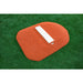 PortoLite 4" Youth Economy Portable Baseball Pitching Mound - top view of red mound on field